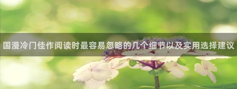 梦漫漫画都市漫画：国漫冷门佳作阅读时最容易忽略的几个细节以及实用选择建议